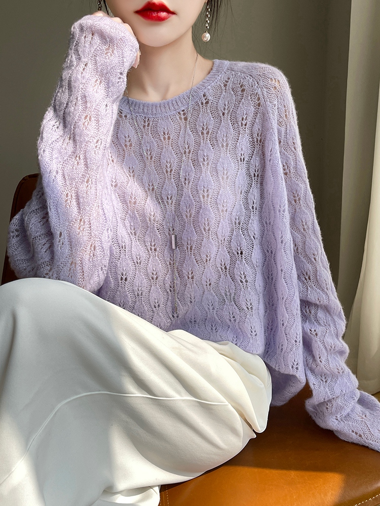 Cashmere Sweater Formal - Womens Cashmere Sweater Round Neck Hollow