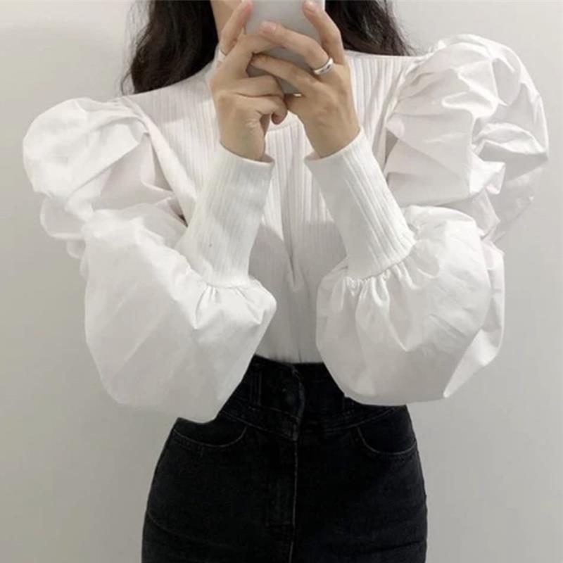 Women'S Formal Wear Blouse - Knit Puff Long Sleeve Blouse Women