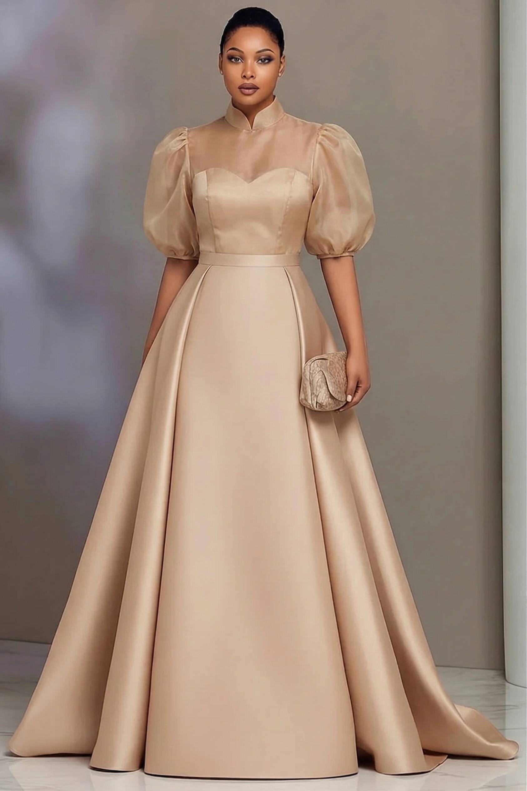 Women Formal Wear Dress - Plus Size Elegant Satin Prom Dresses