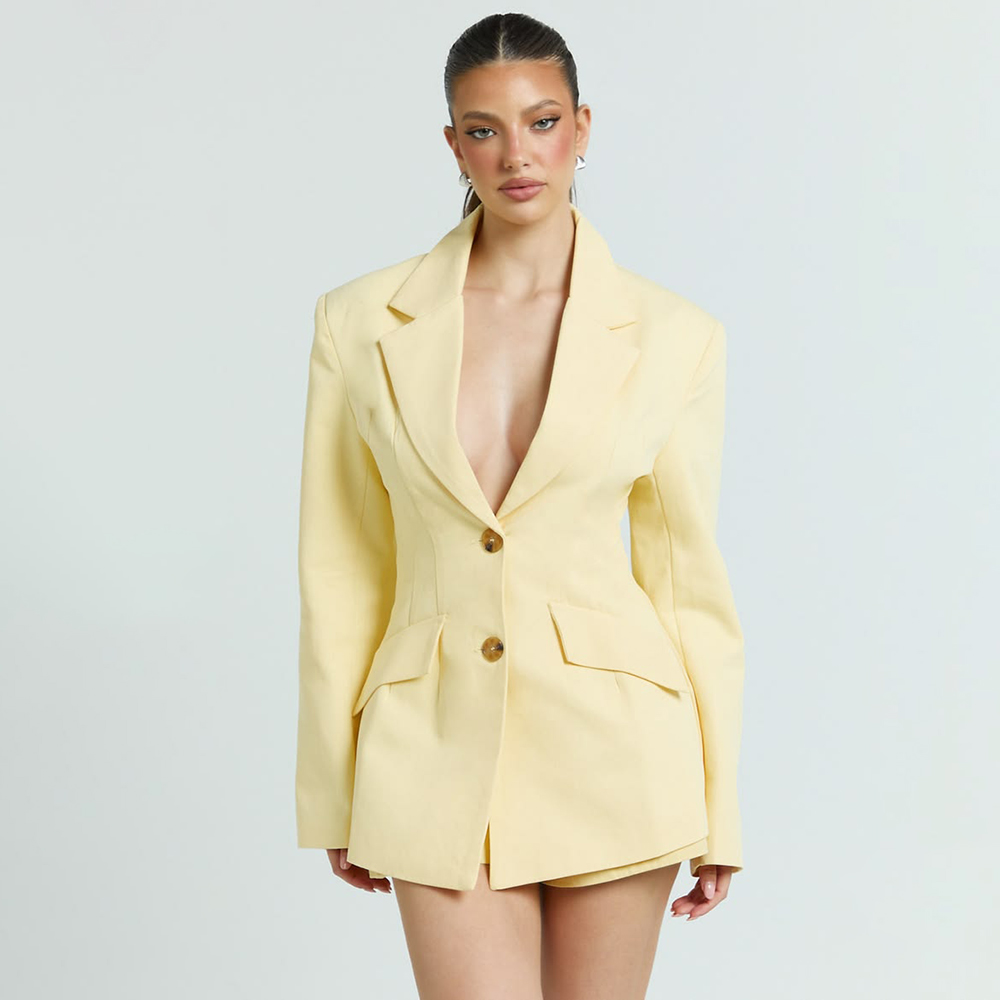 Light Yellow Women's 2Pic Suit - Yellow Formal Wear Women 评论和价格