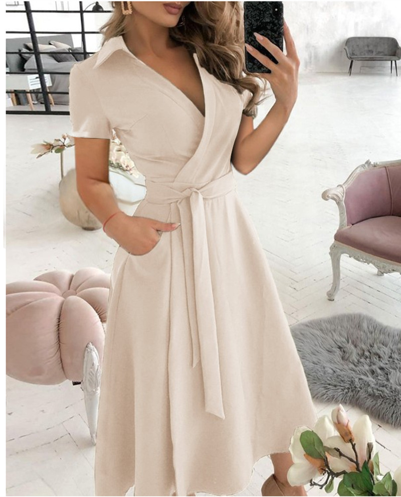 Women's Short Sleeve Wrap Dres - Wrap Dress Work 评论和价格