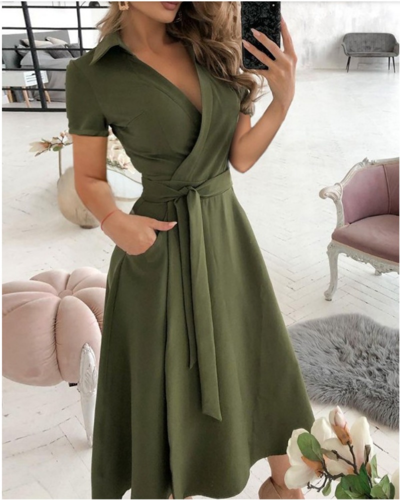 Women's Short Sleeve Wrap Dres - Wrap Dress Work 评论和价格