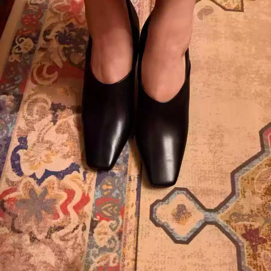 Women's Black Leather Square T - Formal Wear Women'S Loafers 评论和价格