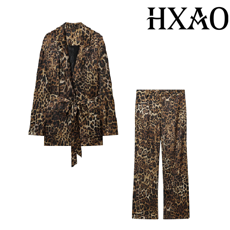 HXAO Leopard Pants Sets 2 Piec - Women'S Formal Wear With Pants 评论和价格