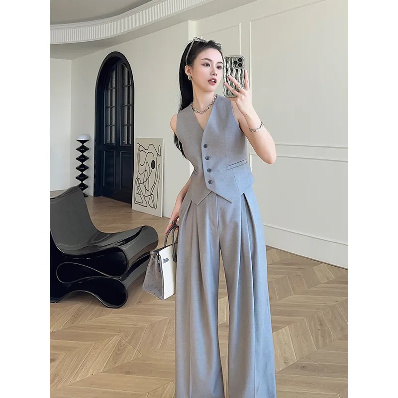 Women's Sleeveless Vest Wide-L - Women'S Formal Wear With Pants 评论和价格