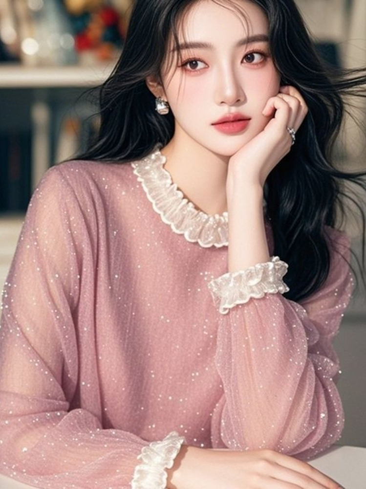 French Sweet Blouses Ruffles P - Women'S Formal Wear Blouse 评论和价格
