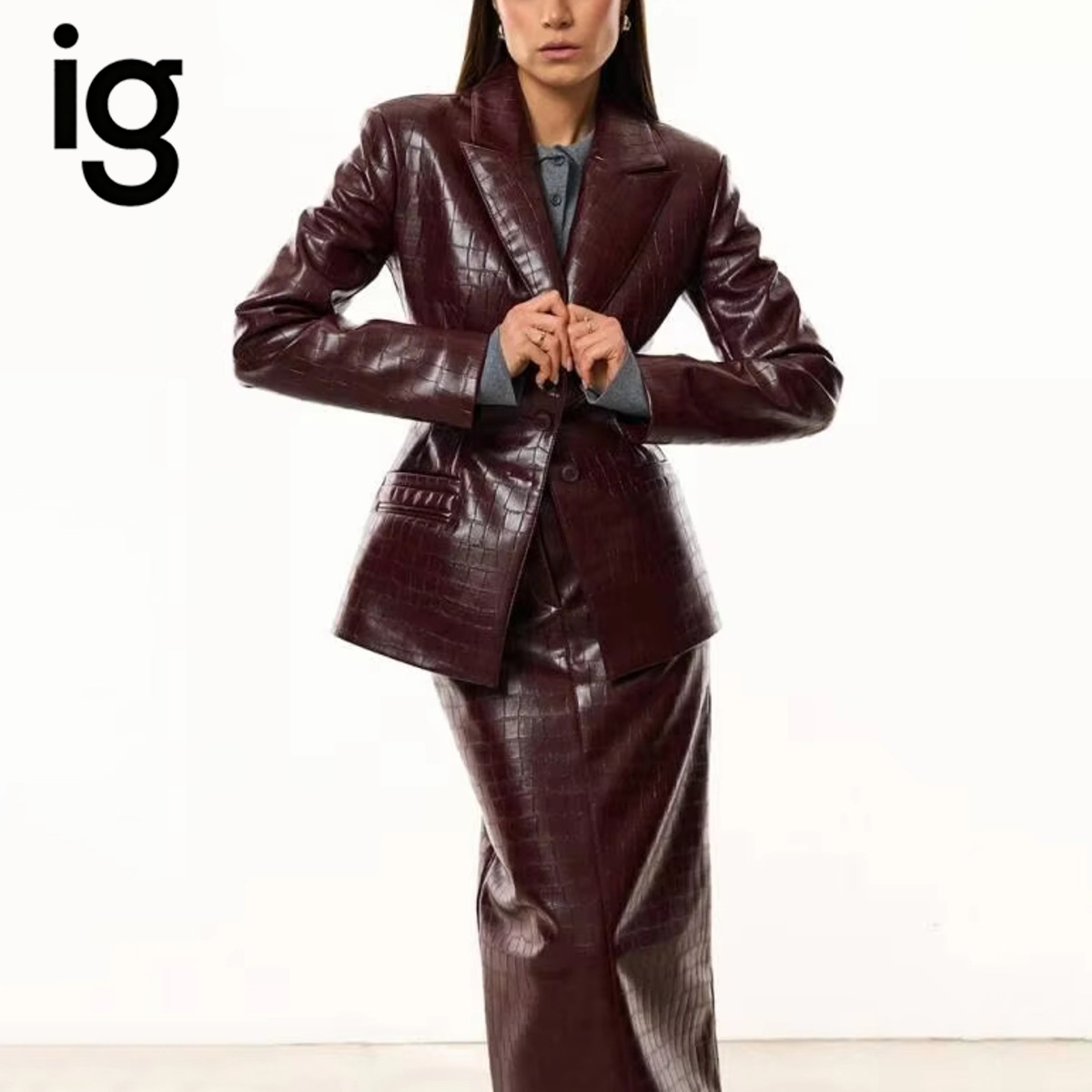 IG Women Burgundy Croc Faux Le - Woman Formal Wear 评论和价格