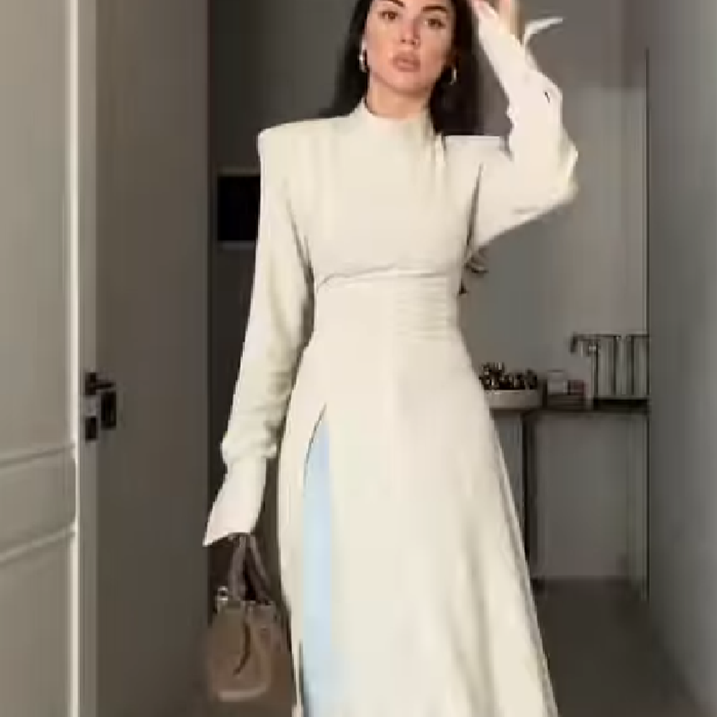 Women's Elegant High Neck Long - Women Formal Wear Dress 评论和价格