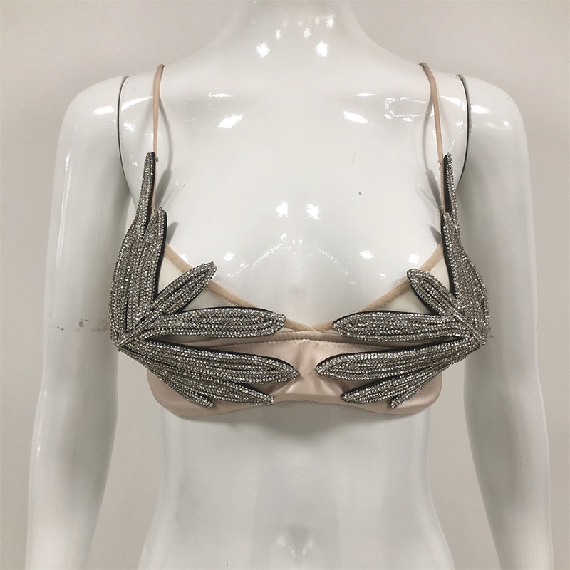 Luxury Crystals Women Top Bra  - Yellow Formal Wear Women 评论和价格