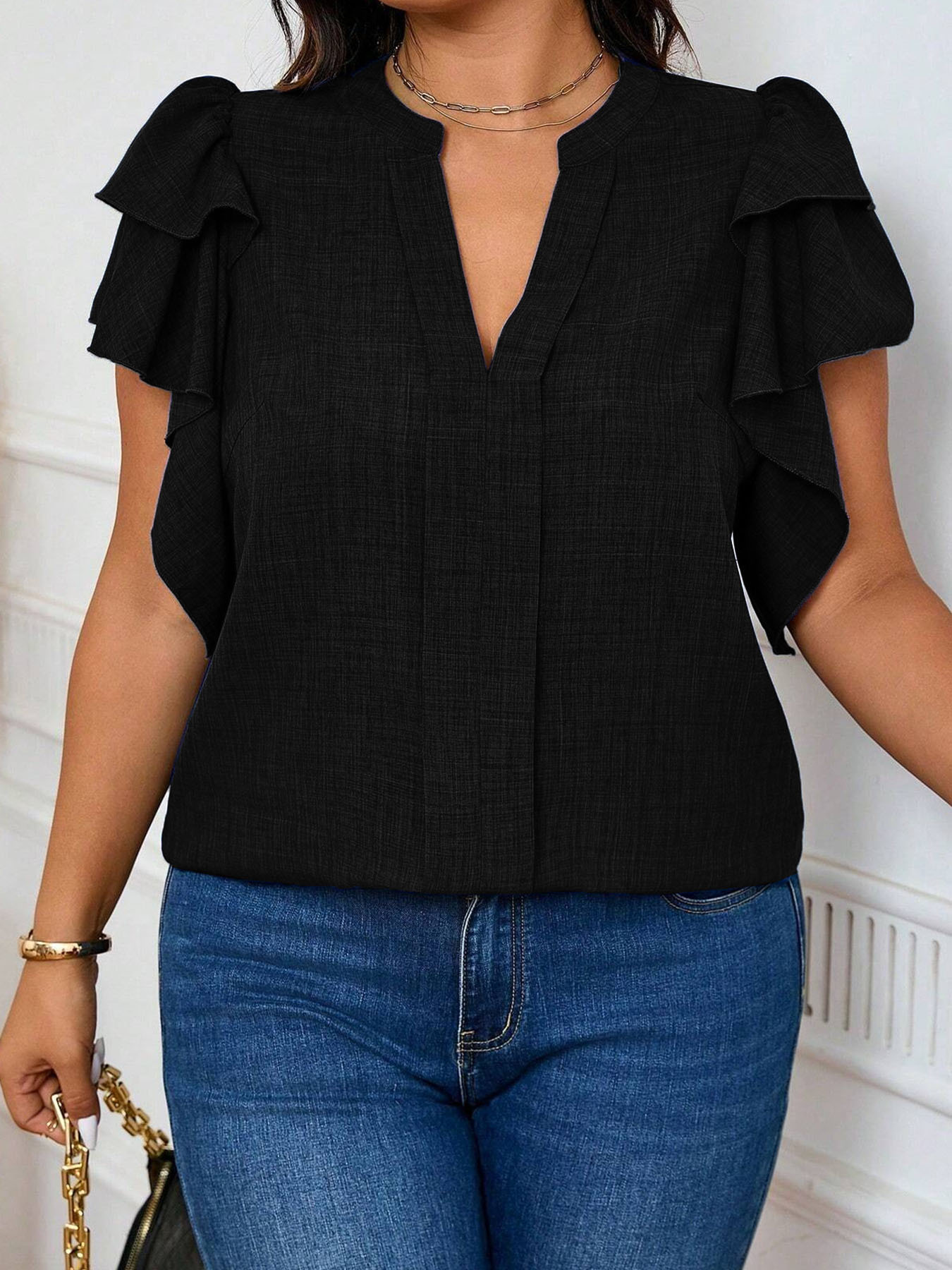 Women's Plus-Size Elegant Tier - Women'S Formal Wear Blouse 评论和价格