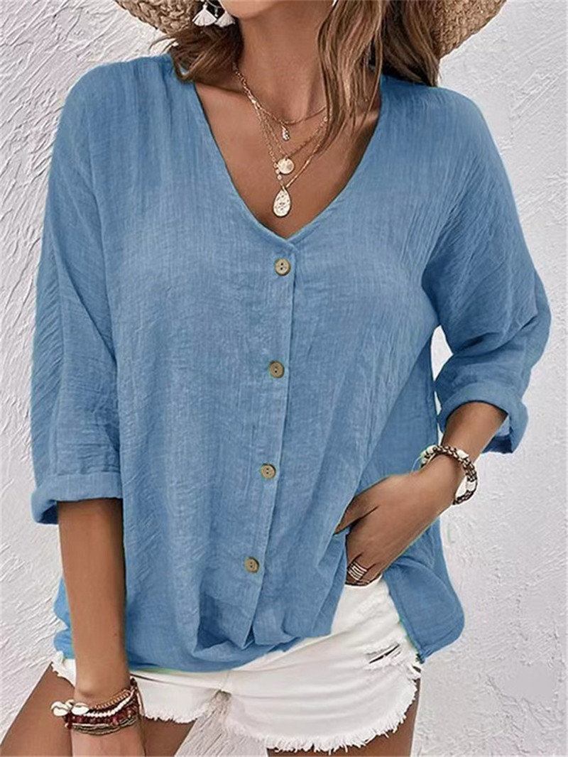 Elegant Buttons Solid Blouse S - Women'S Formal Wear Blouse 评论和价格