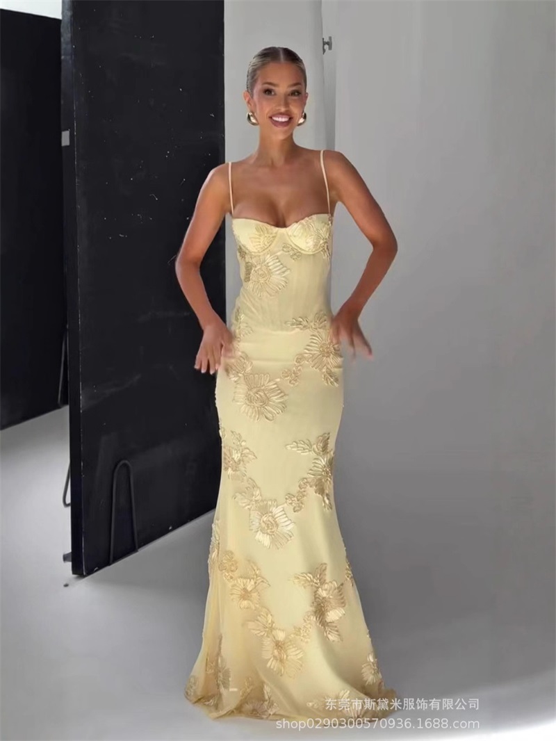 Yellow Embroidery Women Prom D - Yellow Formal Wear Women 评论和价格
