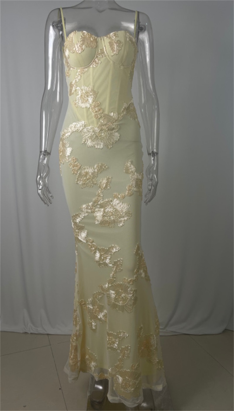 Yellow Embroidery Women Prom D - Yellow Formal Wear Women 评论和价格