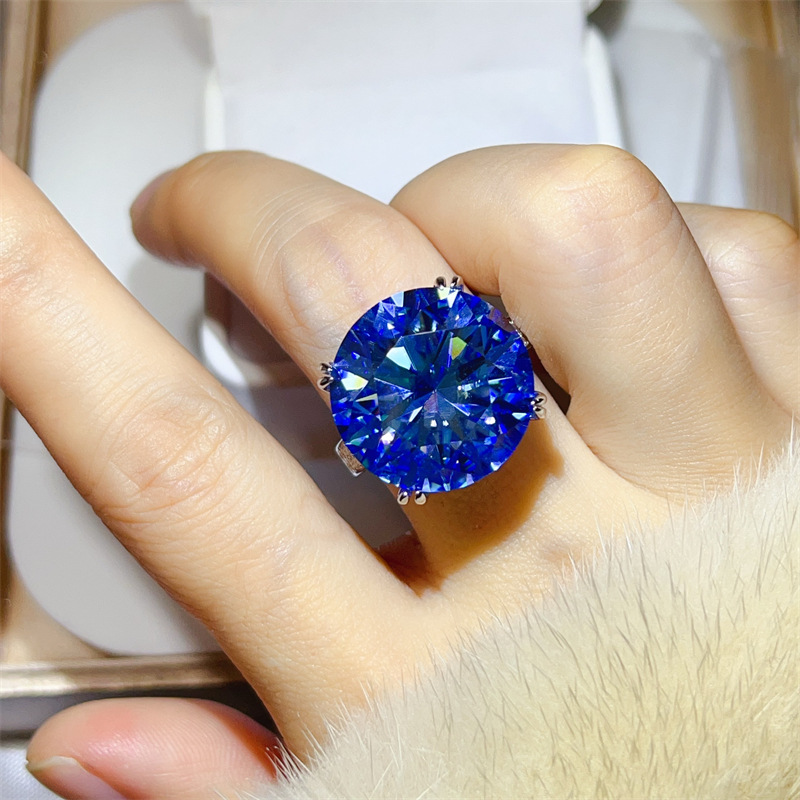 925 Silver 20CT Blue Moissanit - Large Women'S Formal Wear 评论和价格