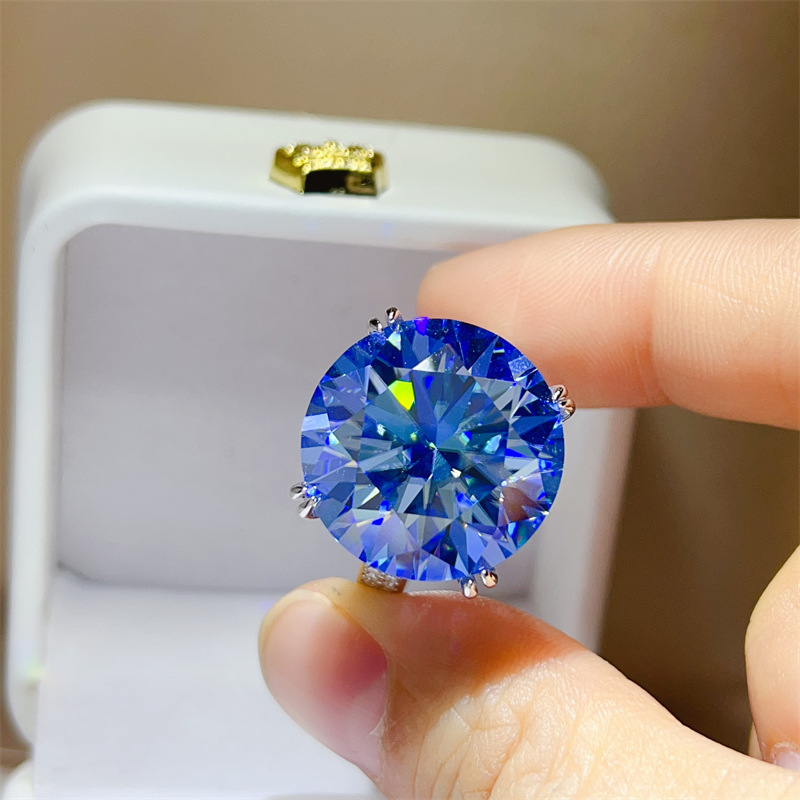 925 Silver 20CT Blue Moissanit - Large Women'S Formal Wear 评论和价格