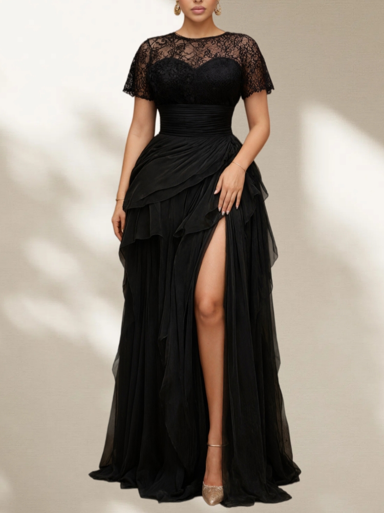 Elegant Plus Size Lace Mesh Ev - Women Formal Wear Dress 评论和价格