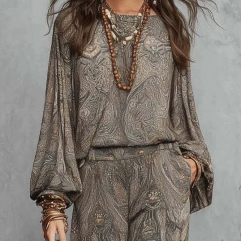 Boho Paisley Print Two-Piece S - Women'S Formal Wear Blouse 评论和价格