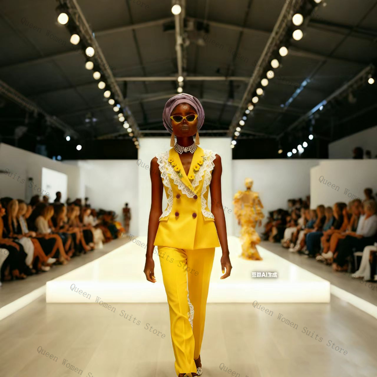 Yellow White Lace Women Suit P - Yellow Formal Wear Women 评论和价格