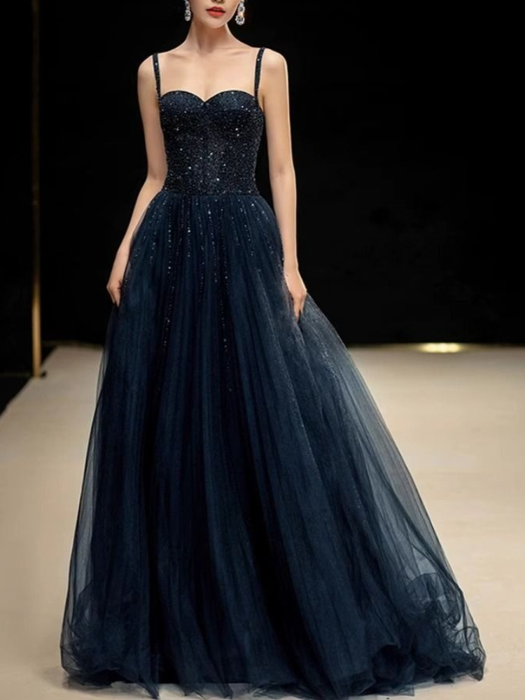 Elegant Princess Navy Blue Seq - Women Formal Wear For Graduation 评论和价格
