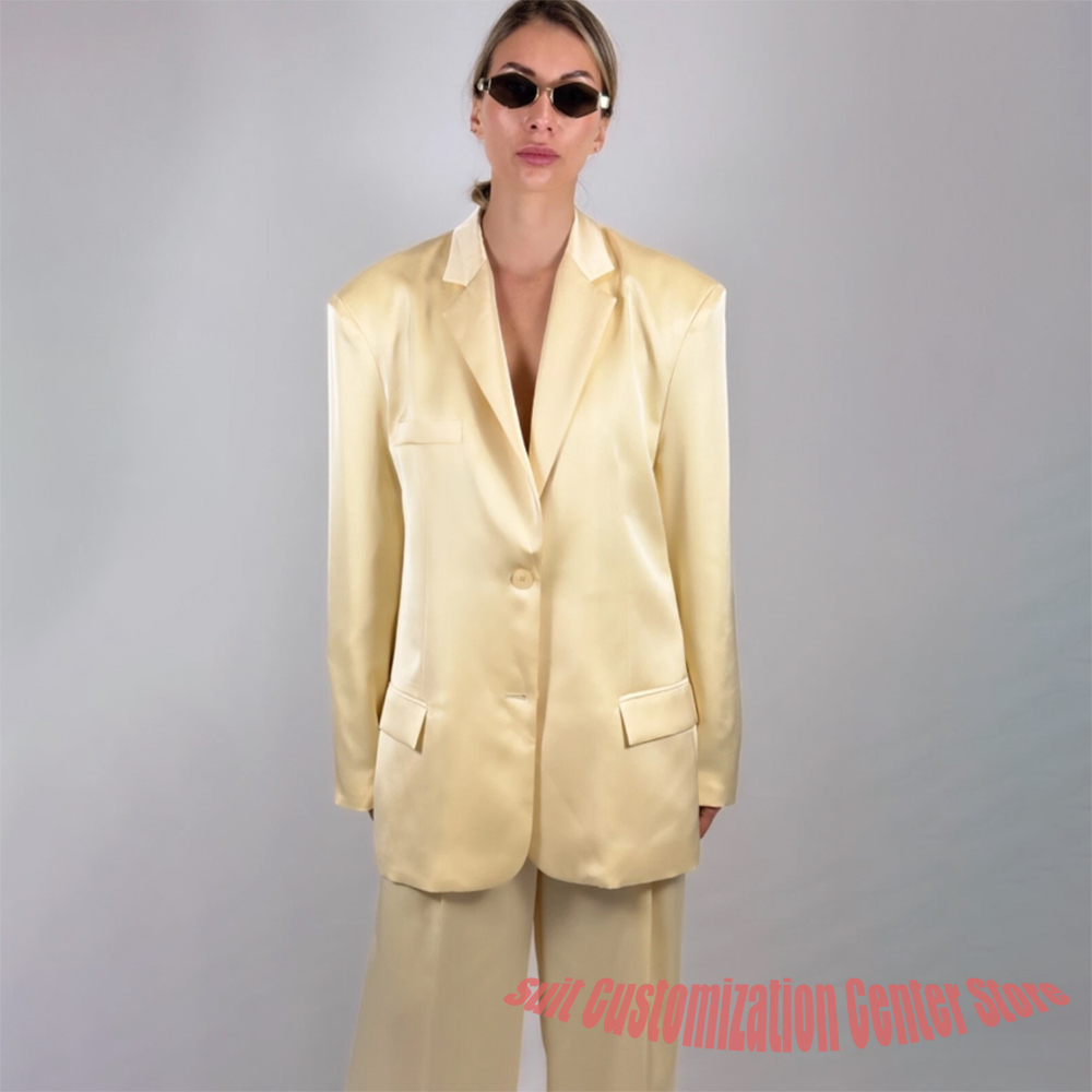Casual Women's Yellow Satin Pa - Yellow Formal Wear Women 评论和价格