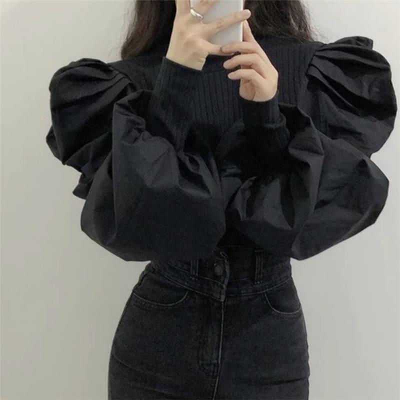 Knit Puff Long Sleeve Blouse W - Women'S Formal Wear Blouse 评论和价格