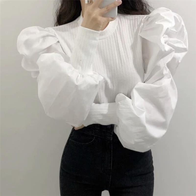 Knit Puff Long Sleeve Blouse W - Women'S Formal Wear Blouse 评论和价格