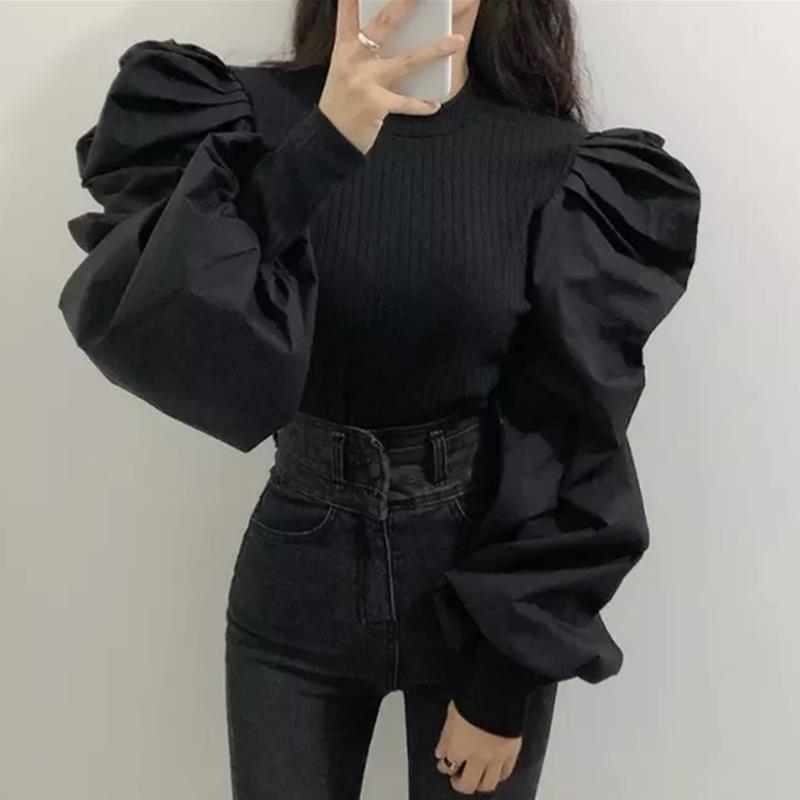 Knit Puff Long Sleeve Blouse W - Women'S Formal Wear Blouse 评论和价格