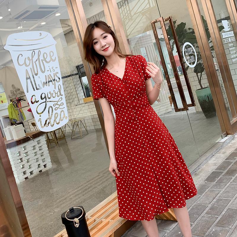 Chiffon Wrap Women Dresses Mid - Wrap Dress Work 评论和价格