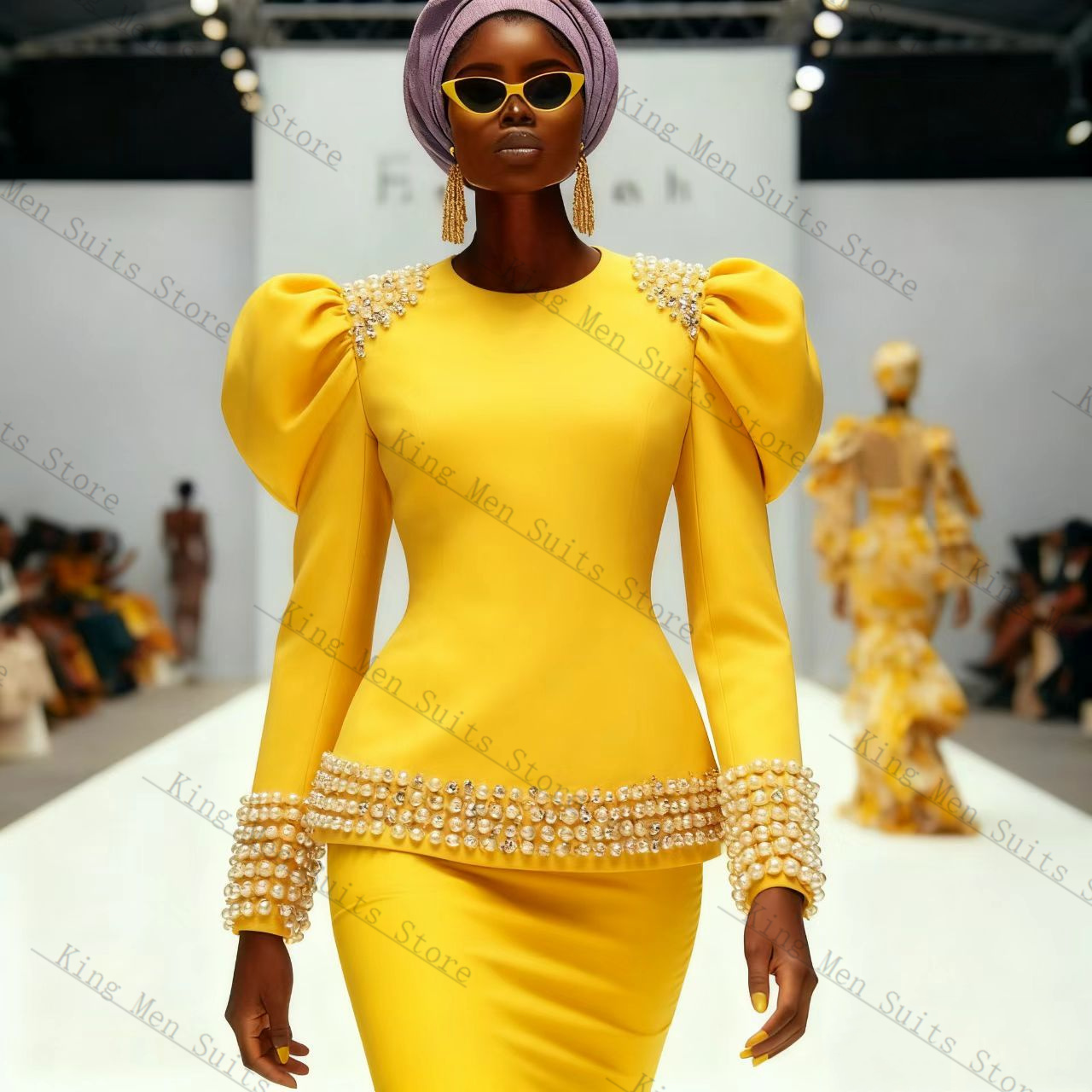 Yellow Black Women Suit Set 2  - Yellow Formal Wear Women 评论和价格
