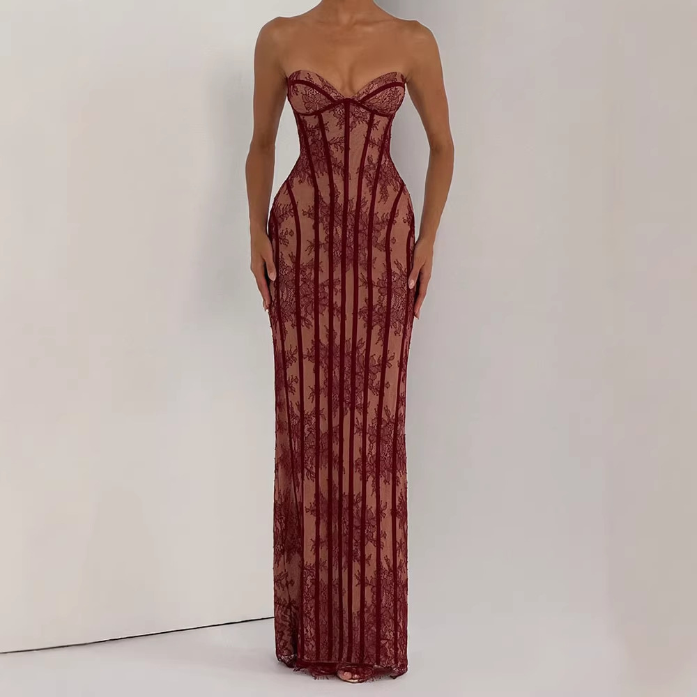 Strapless Bodycon Maxi Dress f - Woman Formal Wear 评论和价格