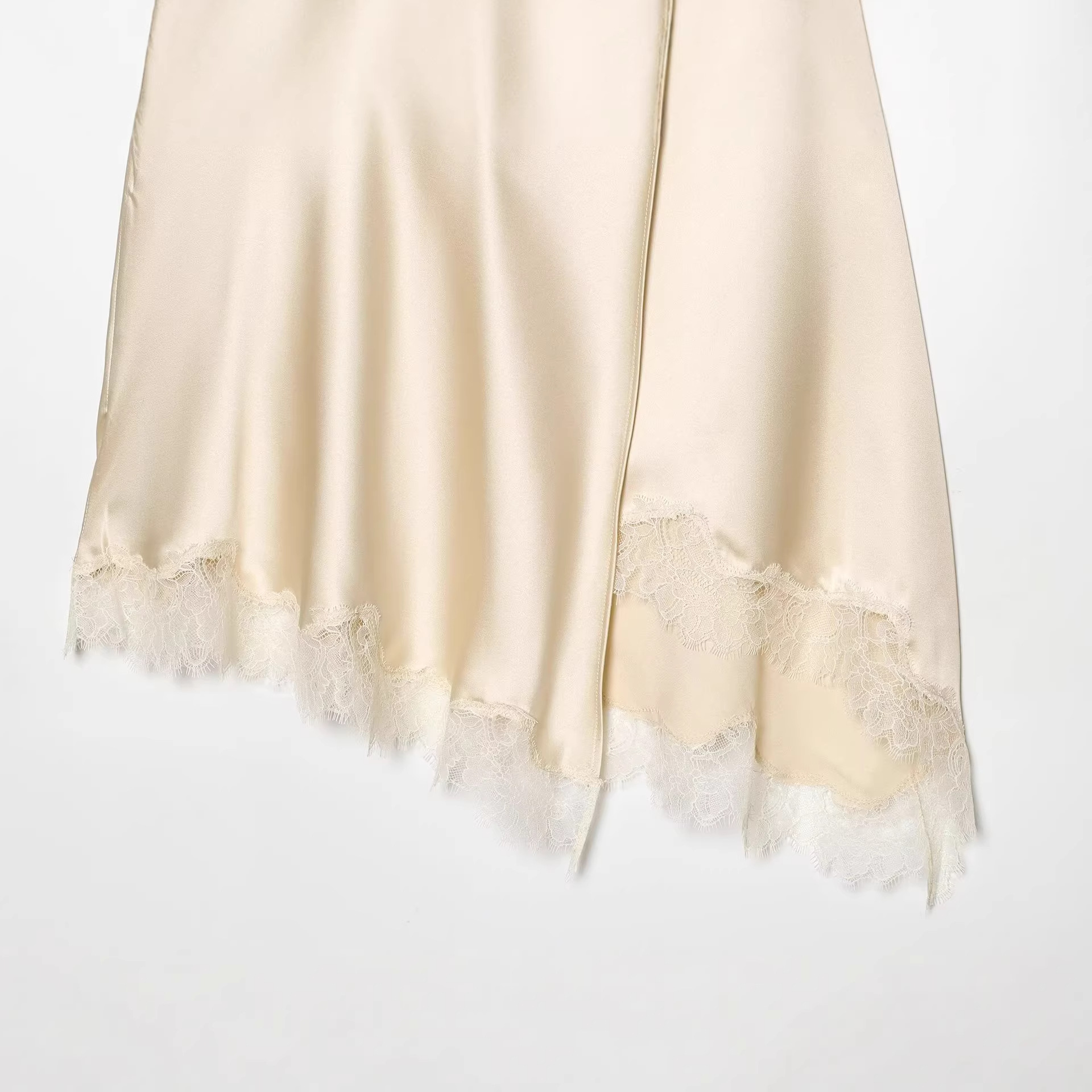 Women's Elegant Satin Lace Hem - Yellow Formal Wear Women 评论和价格