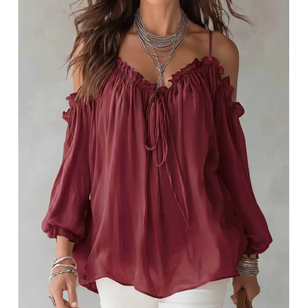 Elegant Off Shoulder Blouse Ru - Women'S Formal Wear Blouse 评论和价格