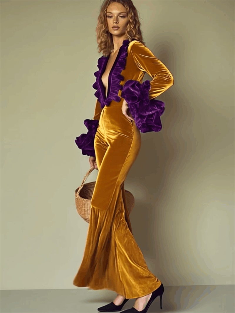 Yellow Purple Velvet Women Jum - Yellow Formal Wear Women 评论和价格